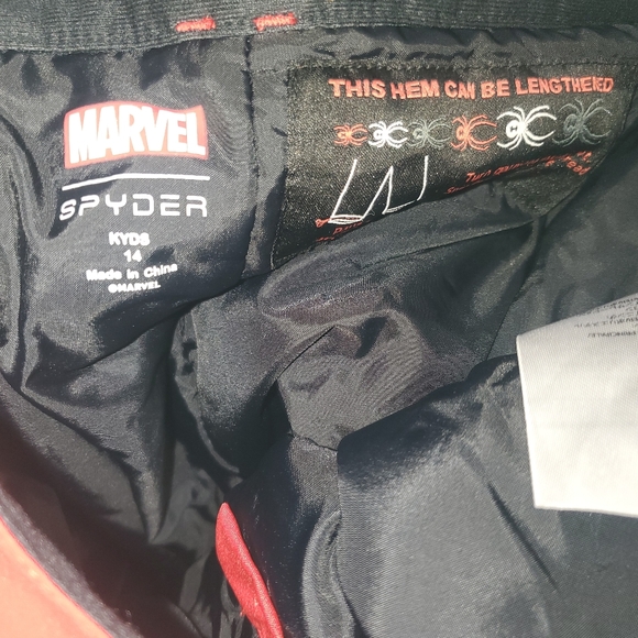 Spyder Marvel Winter Snow Pants Youth Kids Size 14 Red Spider Web 28X27 - Picture 5 of 5